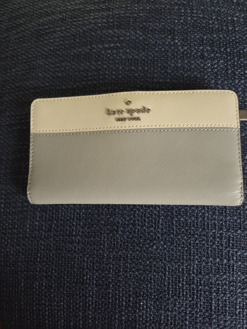 kate spade Two-Tone Zip Wallet in Cream and Beige
